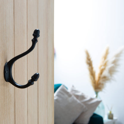 Antique Deco Hat &amp; Coat Hook - W30mm x H135mm - Black