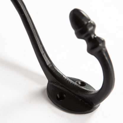 Antique Deco Hat &amp; Coat Hook - W30mm x H135mm - Black