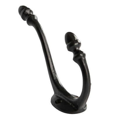 Antique Deco Hat &amp; Coat Hook - W30mm x H135mm - Black