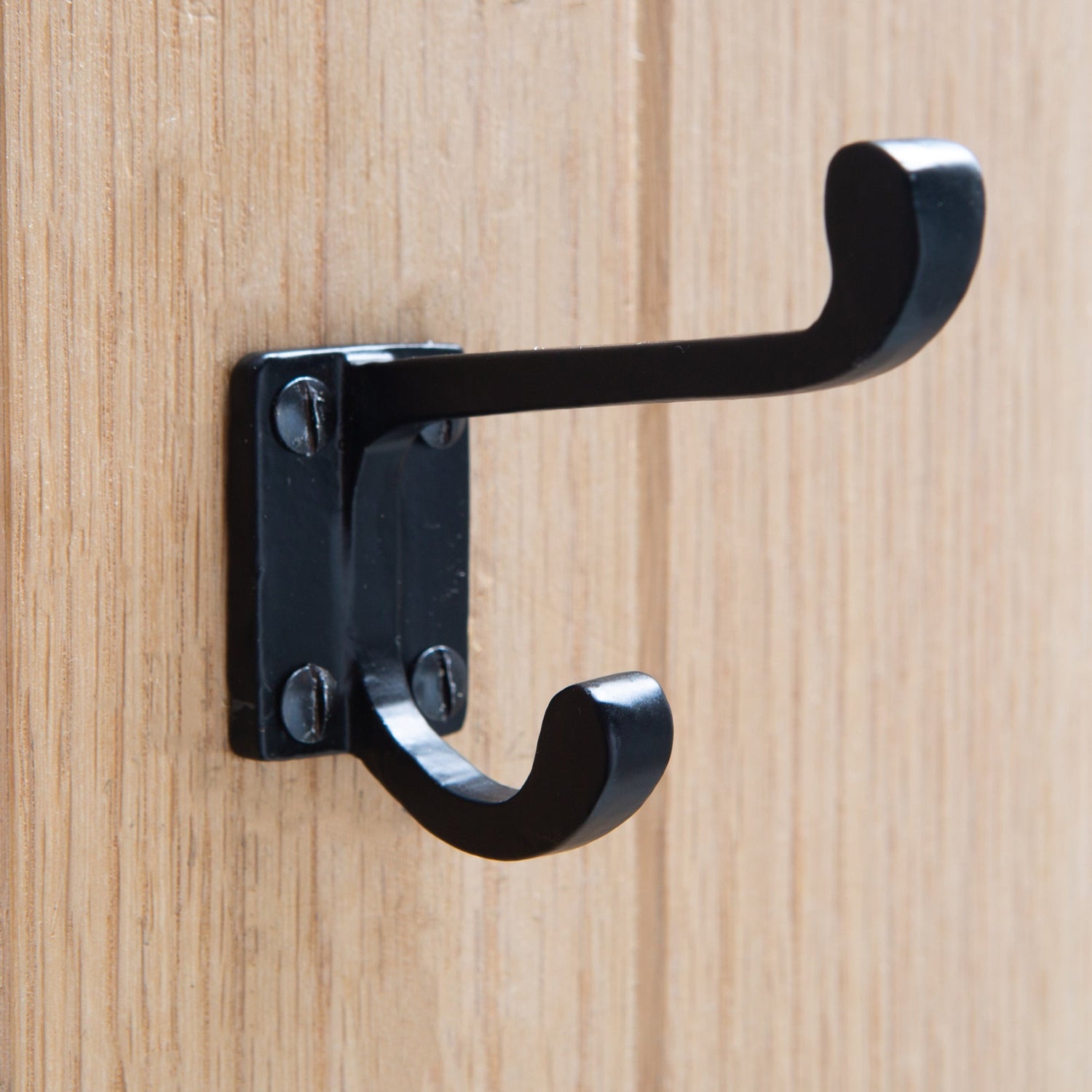 Rectangular Plate Rounded Hat &amp; Coat Hook - W30mm x H85mm - Black