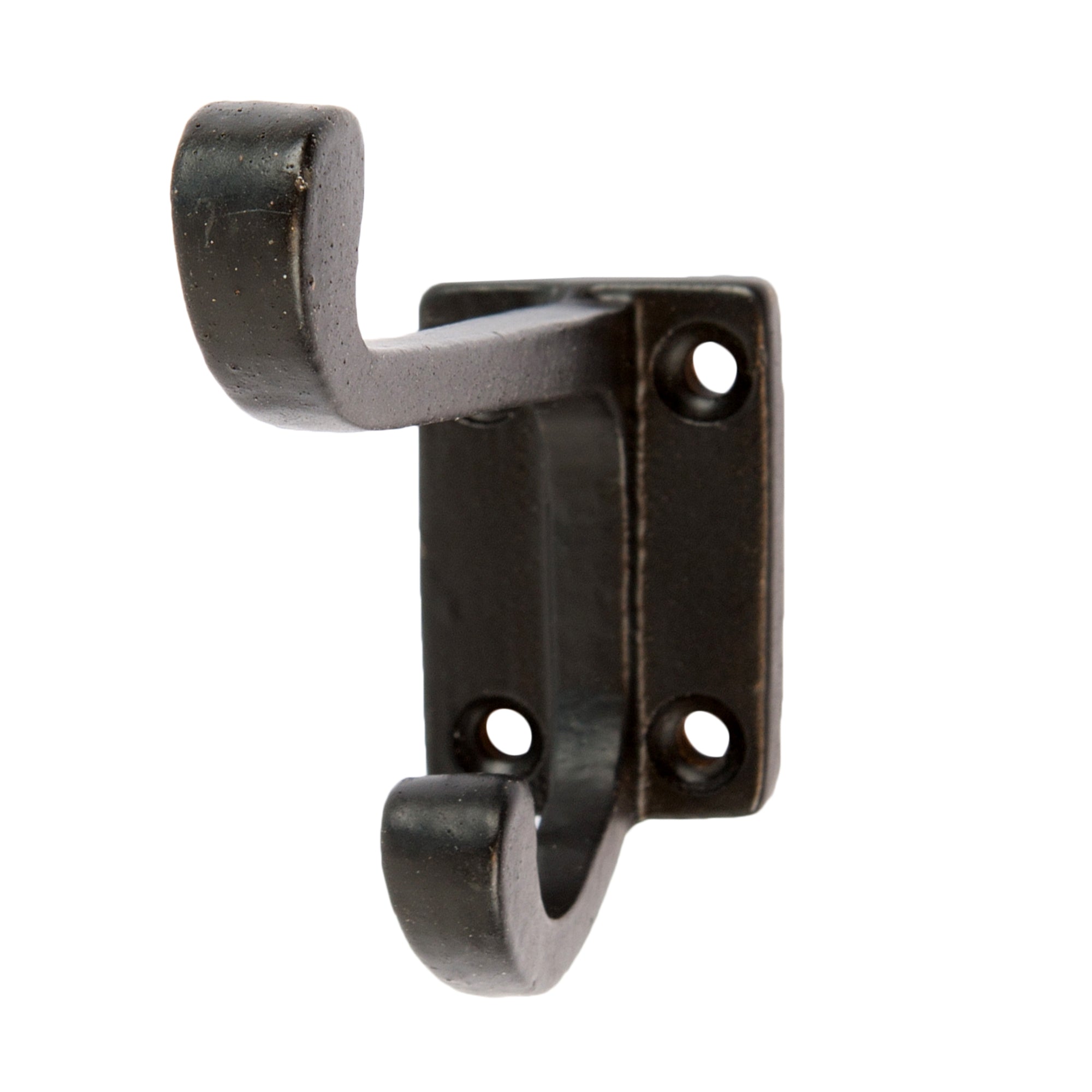 Rectangular Plate Rounded Hat &amp; Coat Hook - W30mm x H85mm - Black