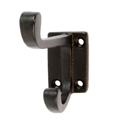 Rectangular Plate Rounded Hat &amp; Coat Hook - W30mm x H85mm - Black