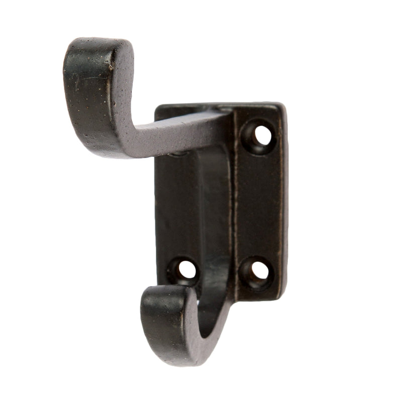 Rectangular Plate Rounded Hat & Coat Hook - W30mm x H85mm - Black