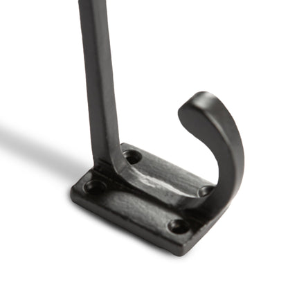 Rectangular Plate Rounded Hat &amp; Coat Hook - W30mm x H85mm - Black
