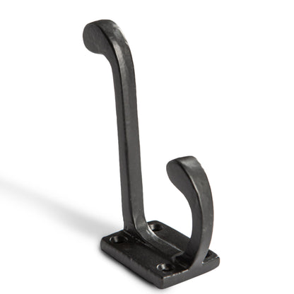 Rectangular Plate Rounded Hat &amp; Coat Hook - W30mm x H85mm - Black