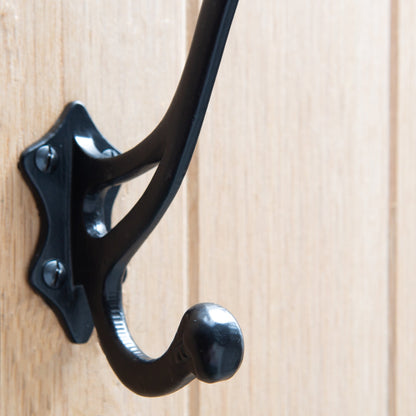 Leaf Backed Hat &amp; Coat Hook - W35mm x H150mm - Black