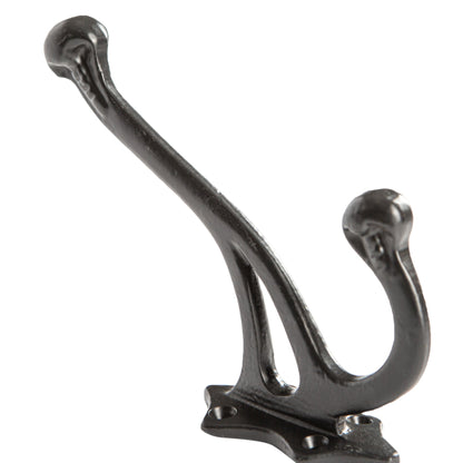 Leaf Backed Hat &amp; Coat Hook - W35mm x H150mm - Black
