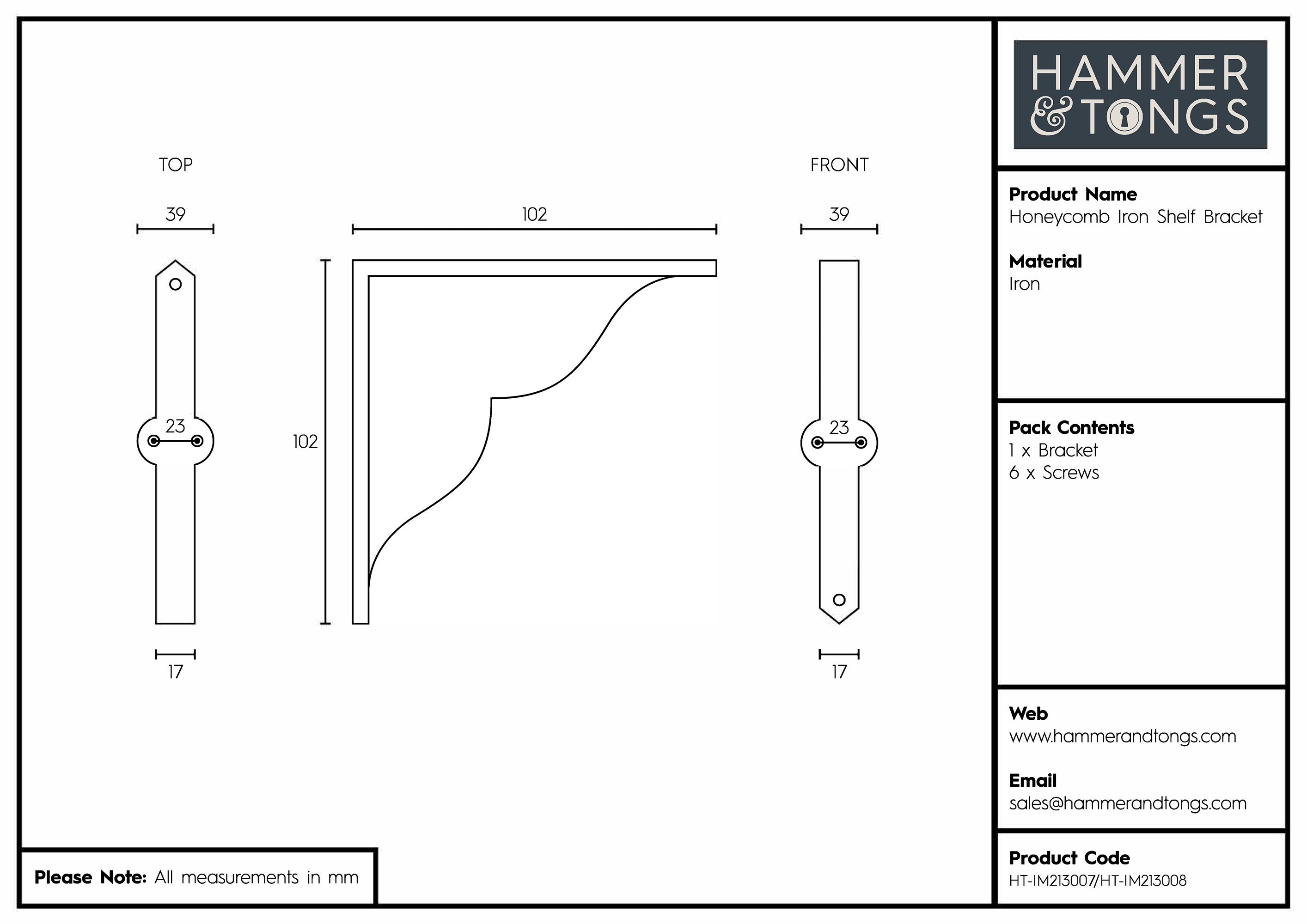 Honeycomb Iron Shelf Bracket - D100mm
