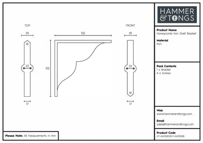 Honeycomb Iron Shelf Bracket - D100mm