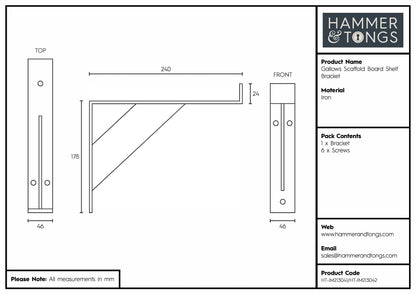 Gallows Style Scaffold Board Shelf Bracket - D240mm