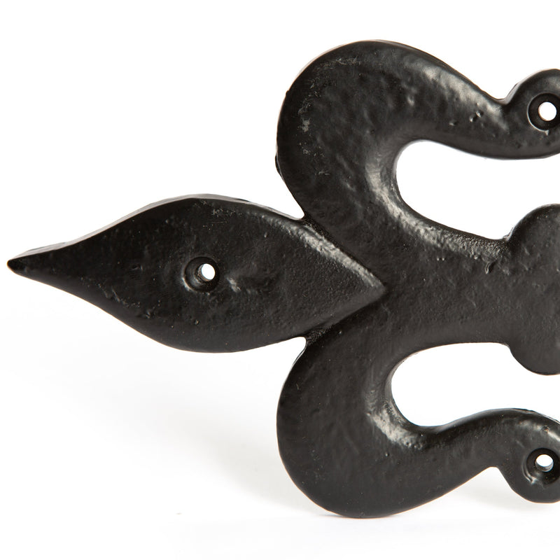 405mm Black Fleur De Lis T-Hinge - By Hammer & Tongs