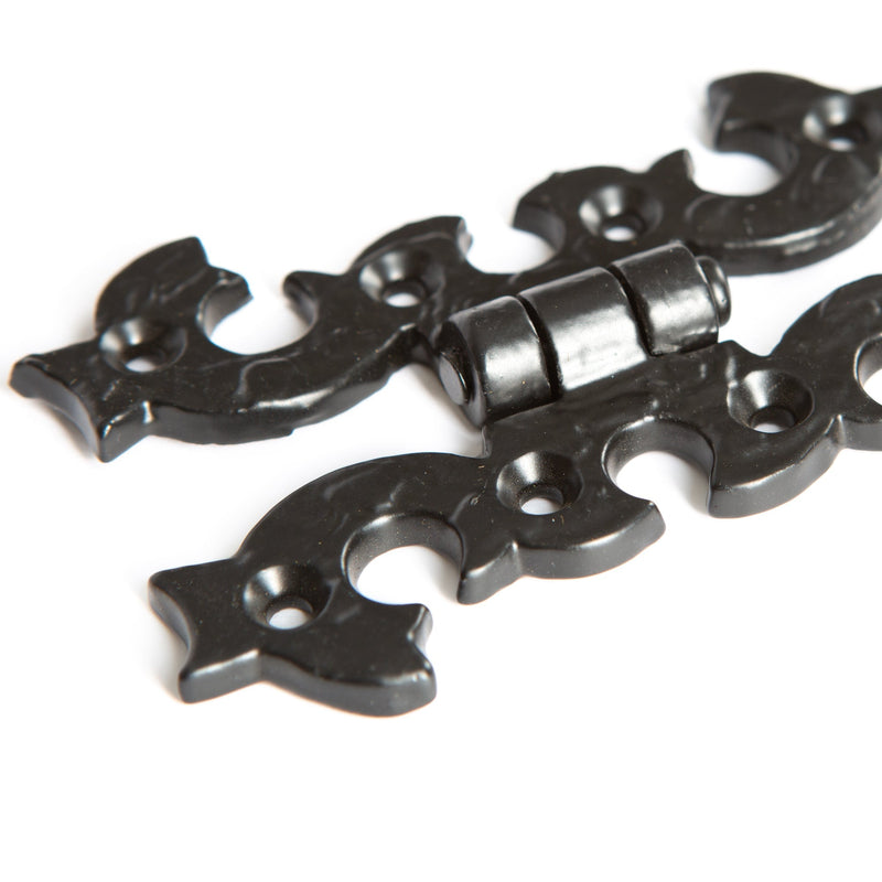 95mm Black Ornate Cabinet Hinge - By Hammer & Tongs