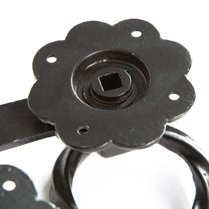 Rose Ring Gate Latch - 285mm - Black - by Hammer &amp; Tongs