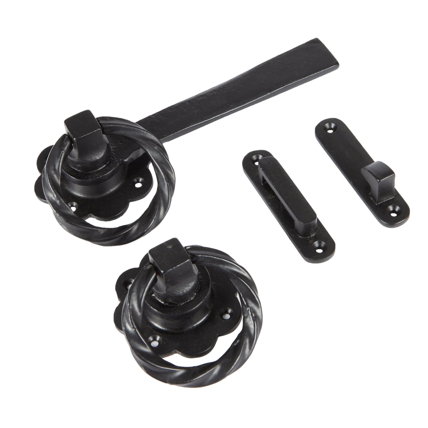 Rose Ring Gate Latch - 195mm - Black - by Hammer &amp; Tongs