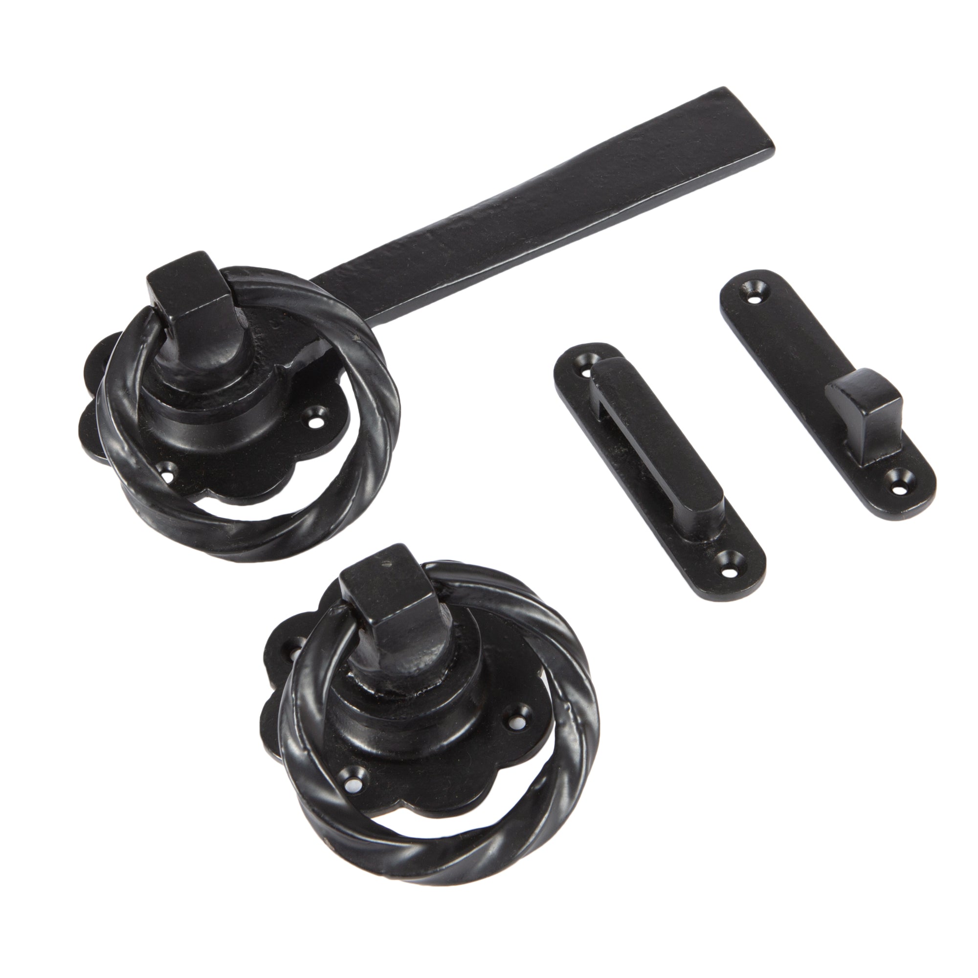 Rose Ring Gate Latch - 195mm - Black - by Hammer &amp; Tongs
