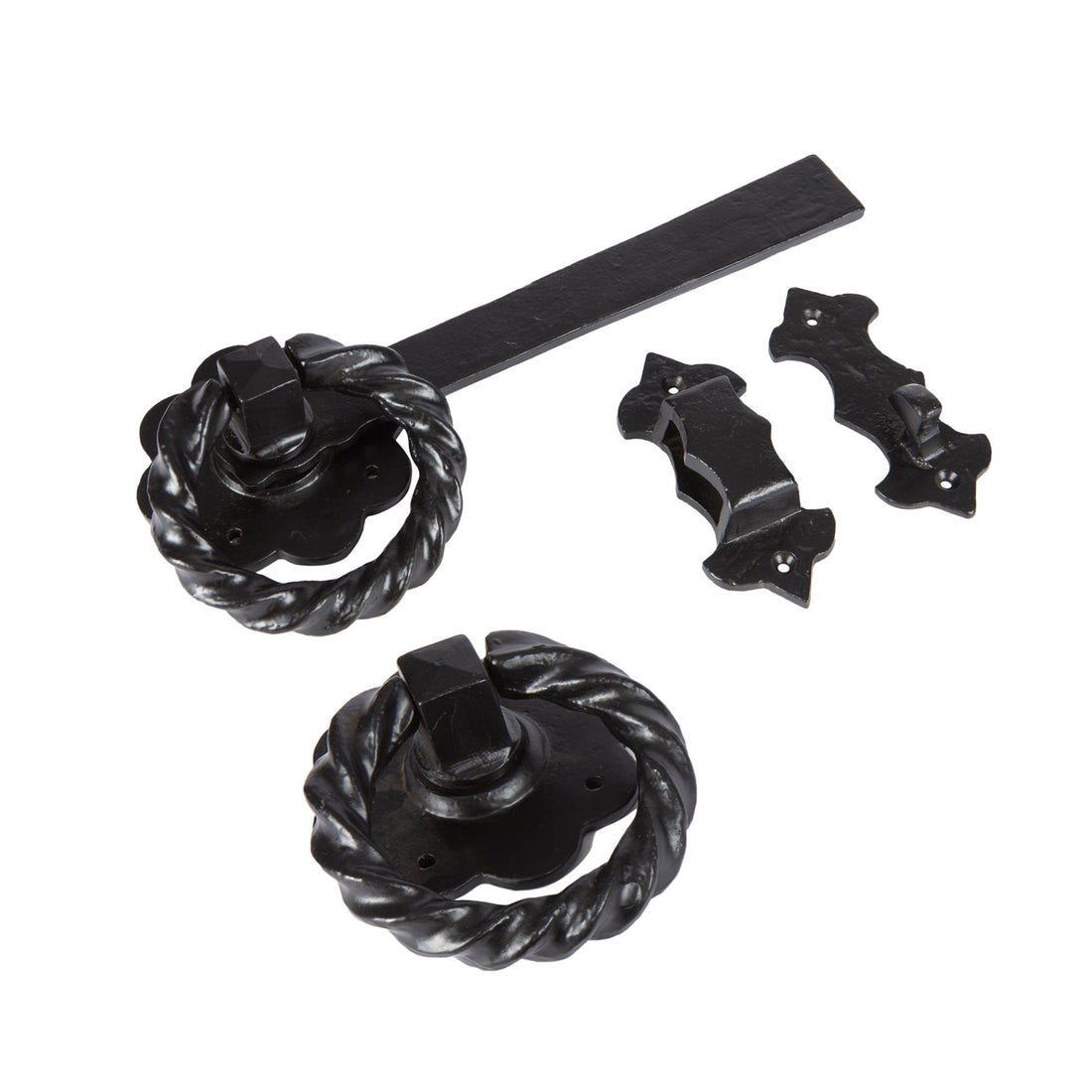 Rose Ring Gate Latch - 285mm - Black - by Hammer &amp; Tongs