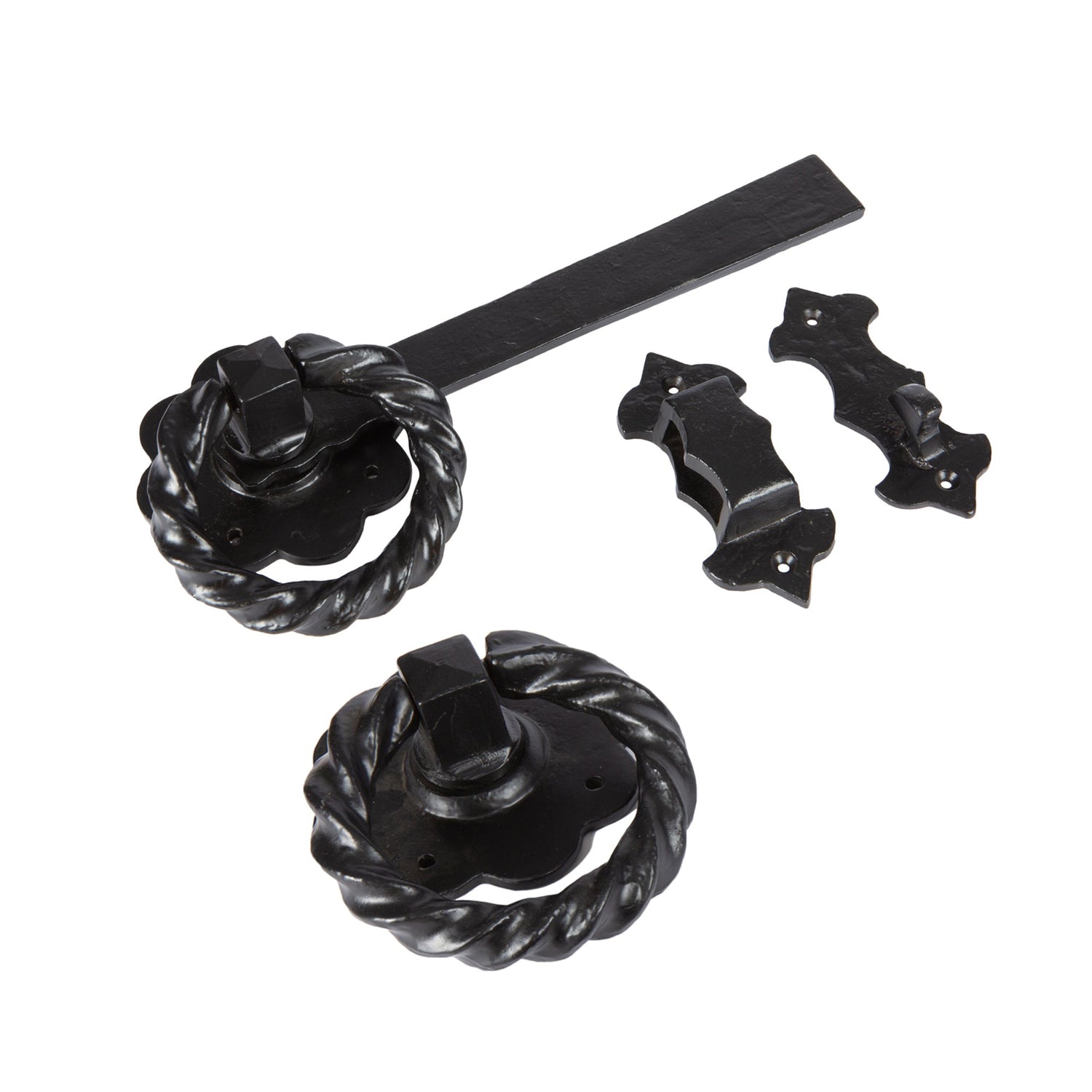 Rose Ring Gate Latch - 285mm - Black - by Hammer &amp; Tongs