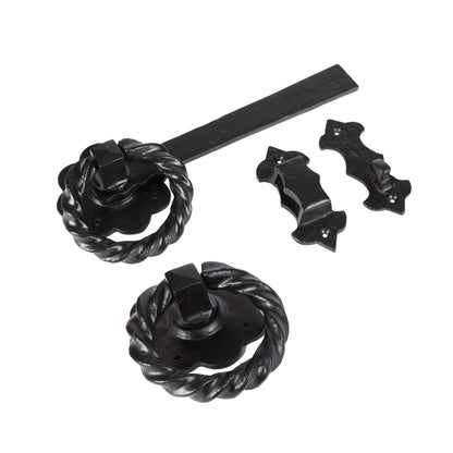 Rose Ring Gate Latch - 285mm - Black - by Hammer &amp; Tongs