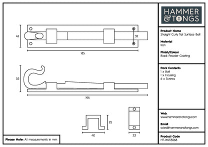 185mm Black Straight Shepherd&