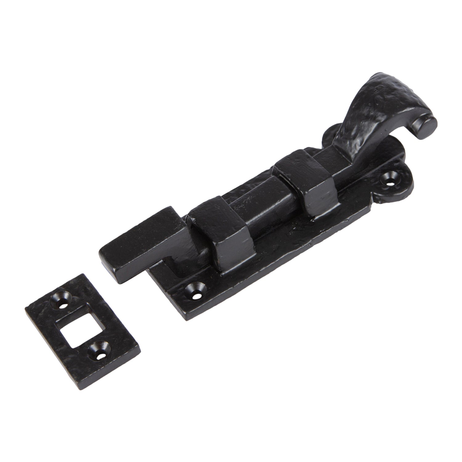 105mm Black Cranked Antique Fish Tail Bolt - By Hammer &amp; Tongs