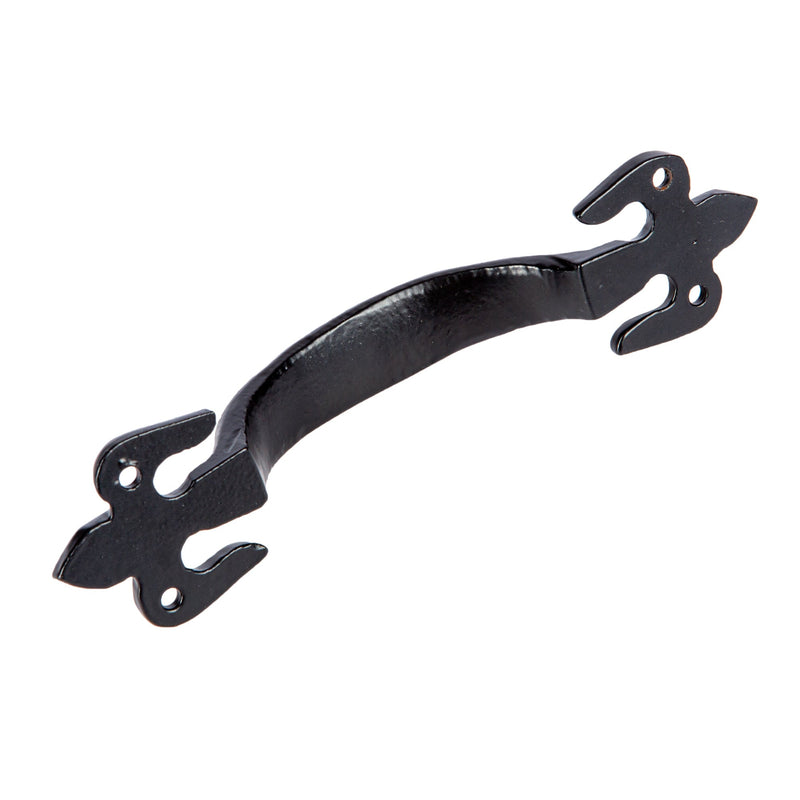 150mm Black Rustic Fleur De Lis Door Handle - By Hammer & Tongs