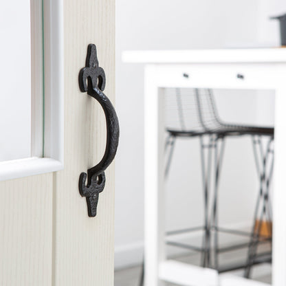 205mm Black Antique Fleur De Lis Door Handle