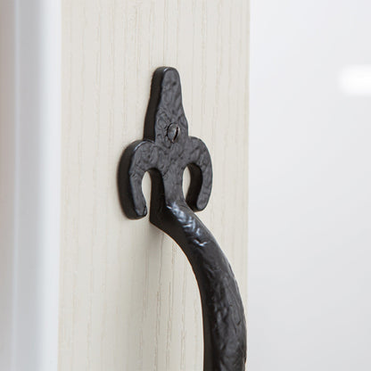 205mm Black Antique Fleur De Lis Door Handle
