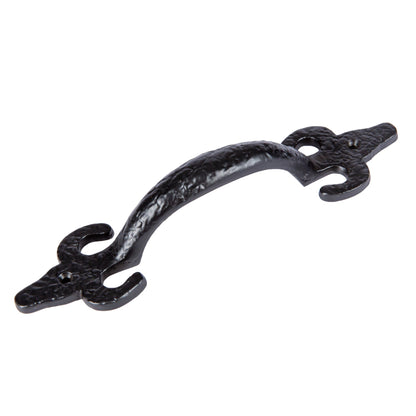 205mm Black Antique Fleur De Lis Door Handle