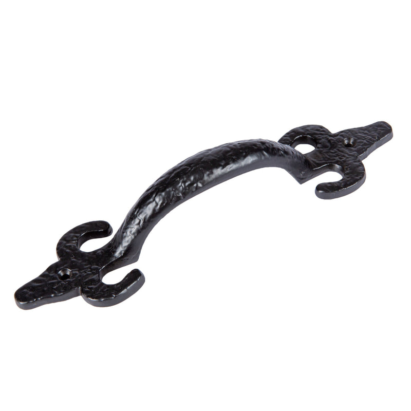 205mm Black Antique Fleur De Lis Door Handle - By Hammer & Tongs