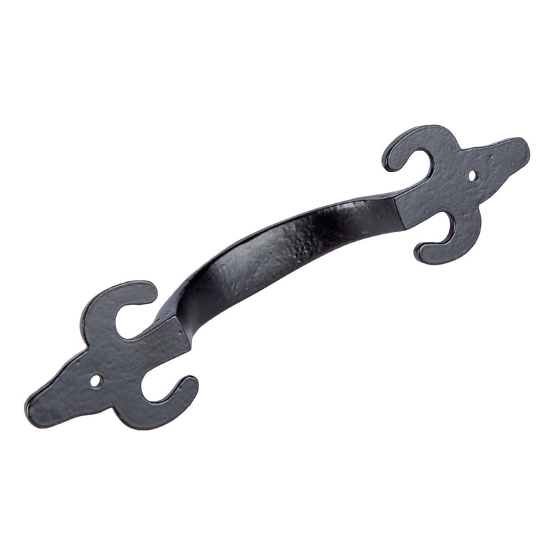 205mm Black Antique Fleur De Lis Door Handle - By Hammer & Tongs