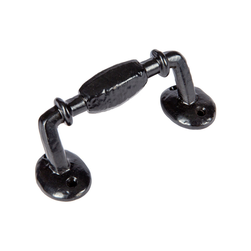 115mm Black Offset Wrought Iron Door Handle - By Hammer & Tongs