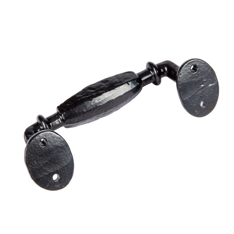 160mm Black Offset Wrought Iron Door Handle - By Hammer & Tongs