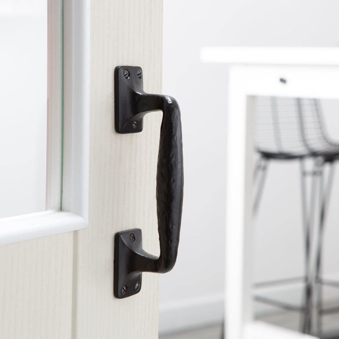 205mm Black Forged Barn Door Handle