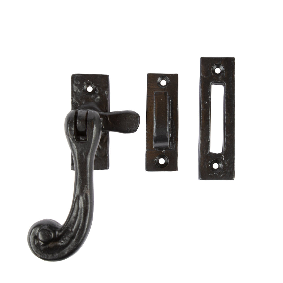 90mm Left Hand Black Rustic Window Fastener
