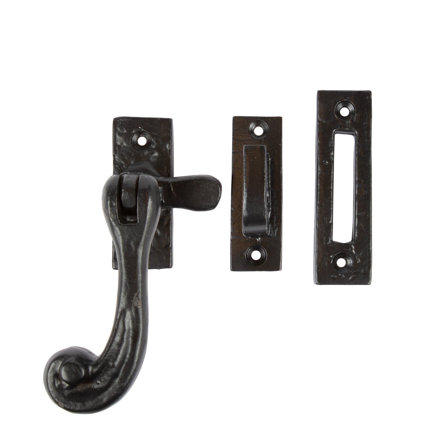 90mm Left Hand Black Rustic Window Fastener