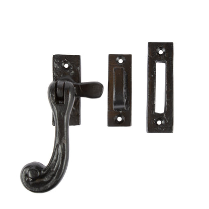 90mm Left Hand Black Rustic Window Fastener