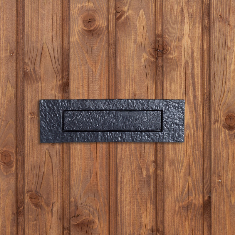 340 x 100mm Black Rustic Letter Plate - By Hammer & Tongs