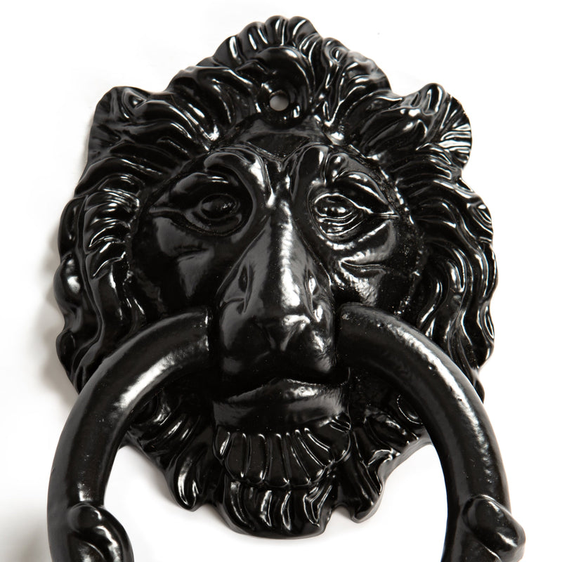 Lion Head Door Knocker - H150mm - Black