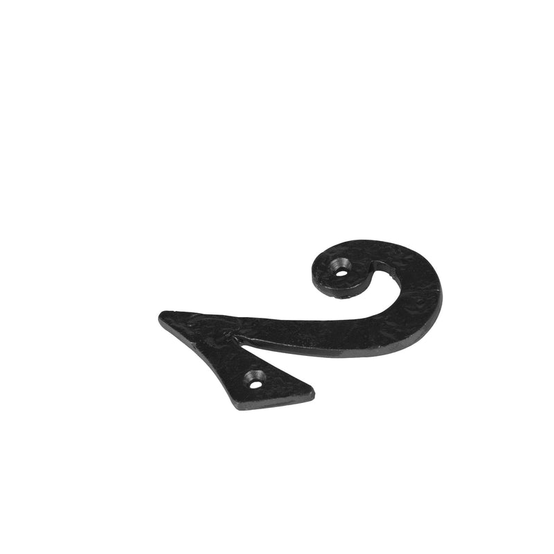 Number 2 Black 80mm Rustic Iron House Number - By Hammer & Tongs