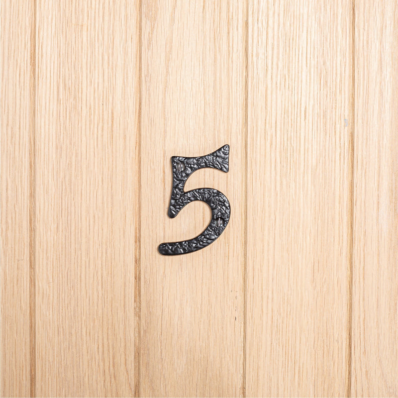 Number 5 80mm Rustic Cast Iron House Number - By Hammer & Tongs