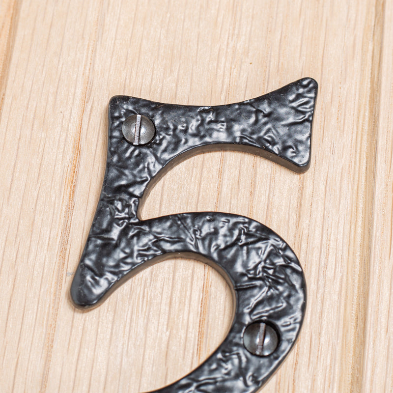 Number 5 80mm Rustic Cast Iron House Number - By Hammer & Tongs