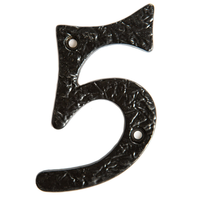 Number 5 Black 80mm Rustic Iron House Number - By Hammer & Tongs