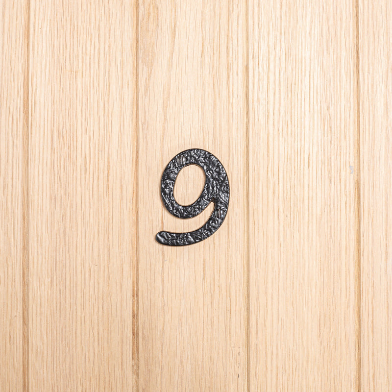 Number 9 80mm Rustic Cast Iron House Number - By Hammer & Tongs