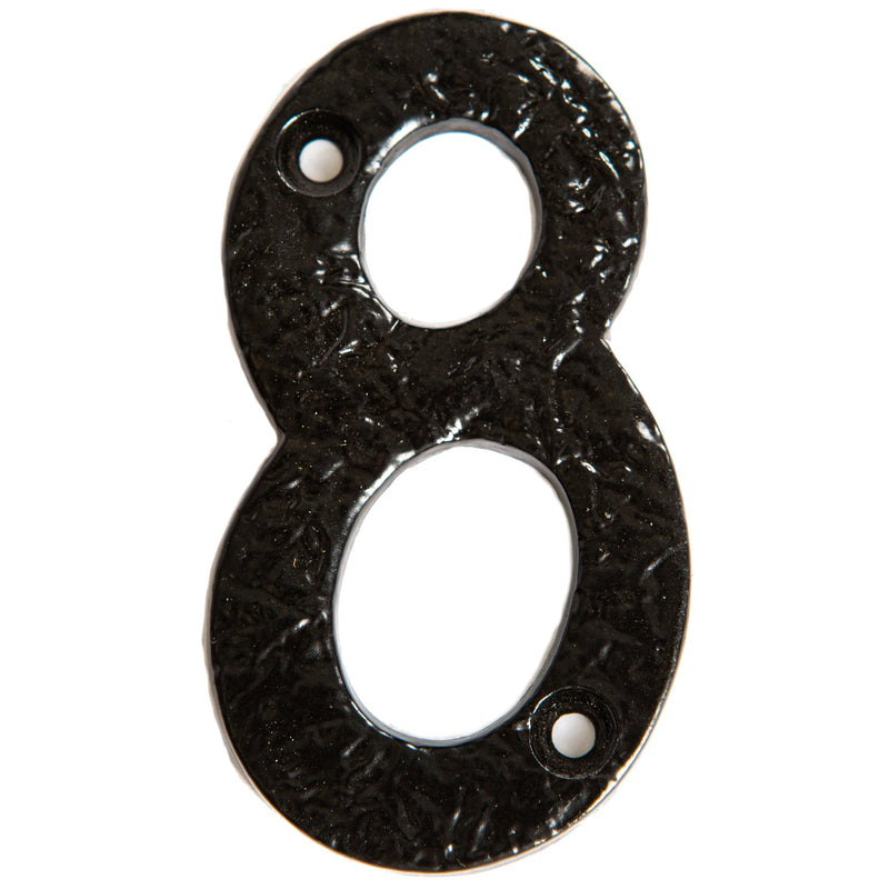 Number 8 Black 80mm Rustic Iron House Number - By Hammer & Tongs