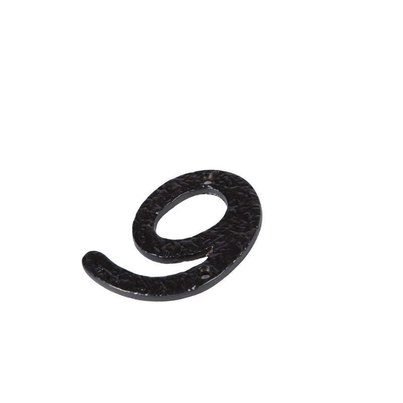 Number 9 Black 80mm Rustic Iron House Number - By Hammer & Tongs