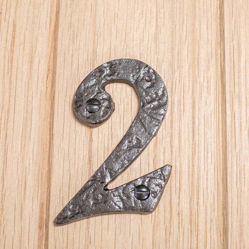 Number 2 80mm Rustic Cast Iron House Number - By Hammer & Tongs