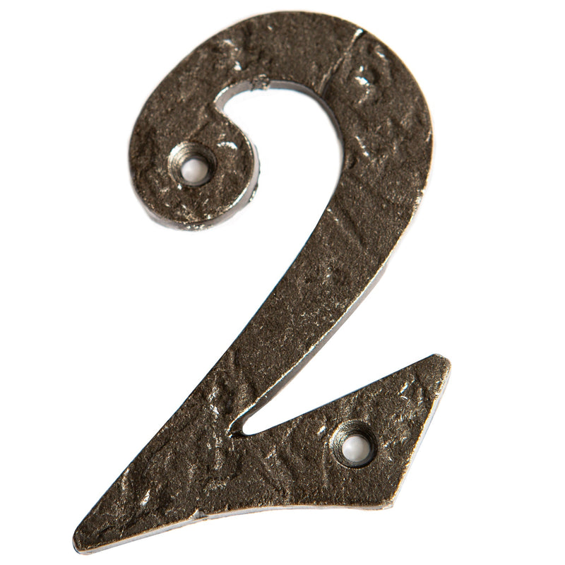 Number 2 80mm Rustic Cast Iron House Number - By Hammer & Tongs