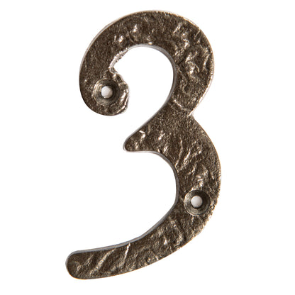 Number 3 80mm Rustic Cast Iron House Number
