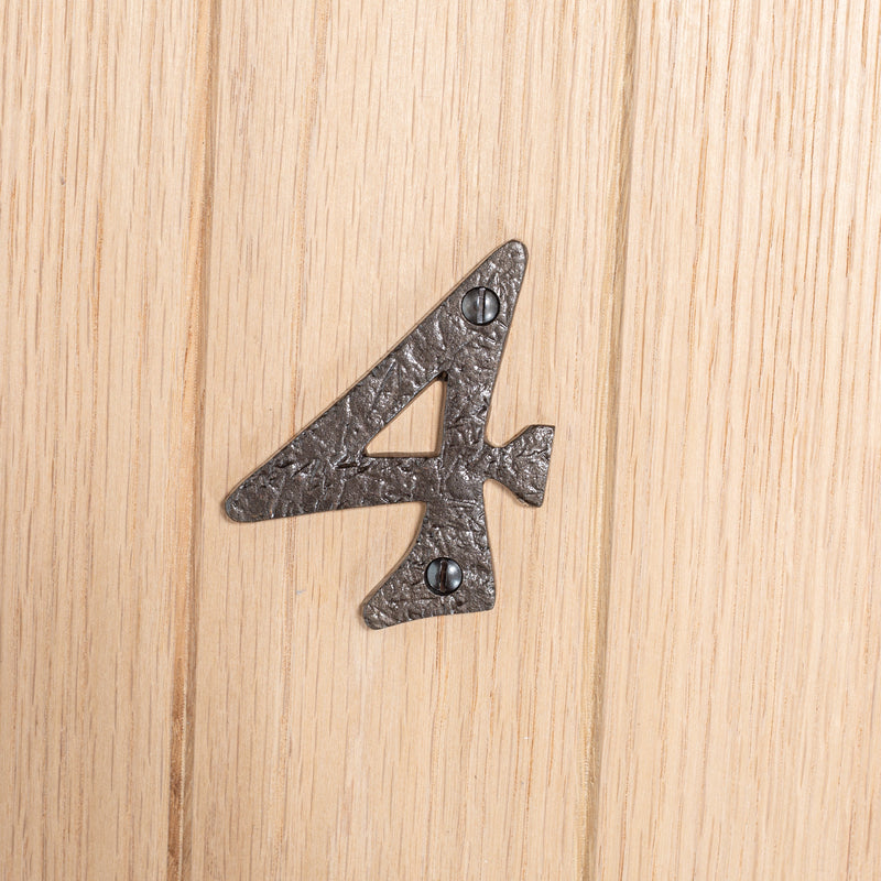 Number 4 Black 80mm Rustic Iron House Number - By Hammer & Tongs