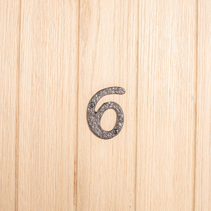 Number 6 Black 80mm Rustic Iron House Number - By Hammer & Tongs